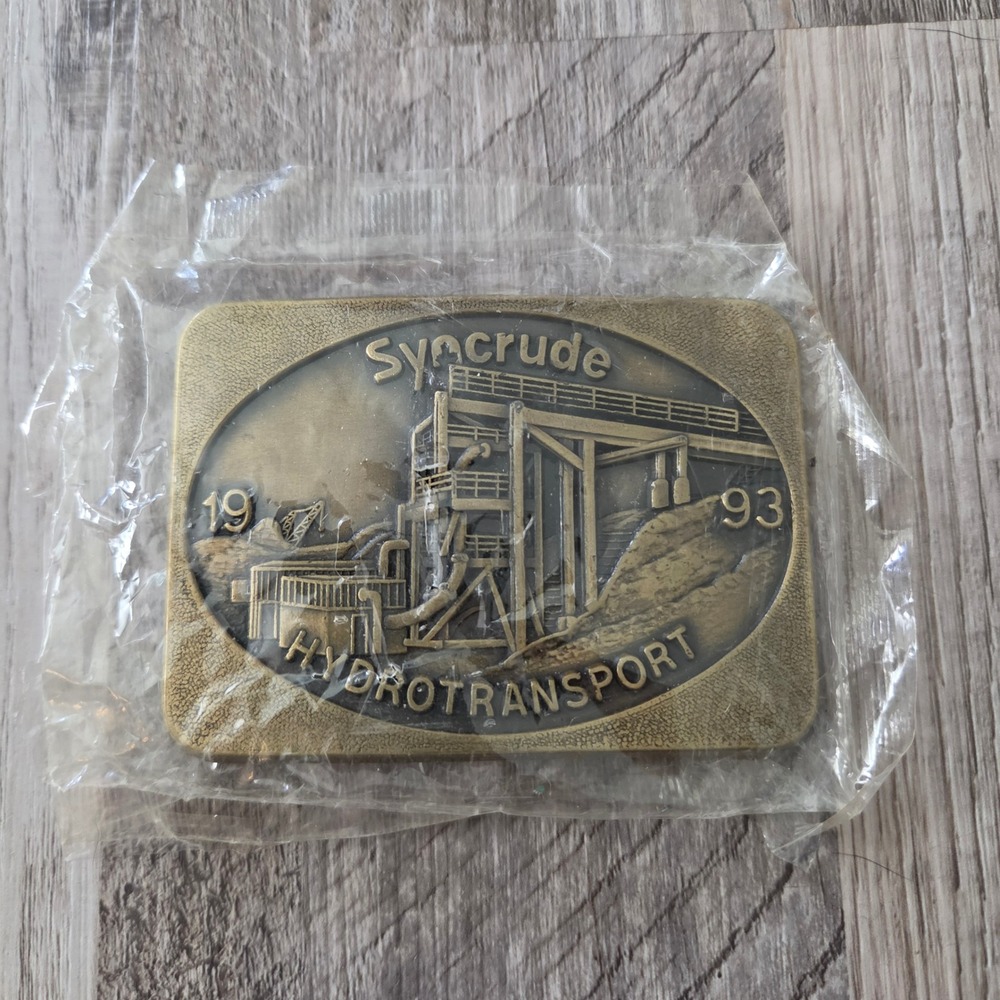 1993 Syncrude Hydrotransport Brass Belt Buckle Limited Edition 434/500 Vintage